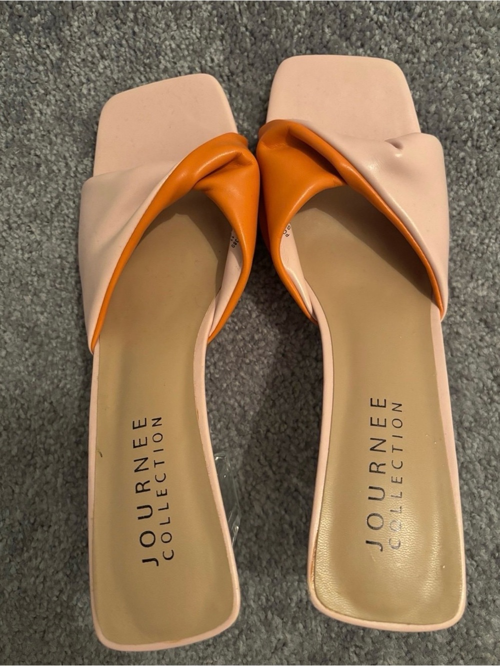 Journee Collection Women's Pink & Orange Knot Slide Sandals Size 11